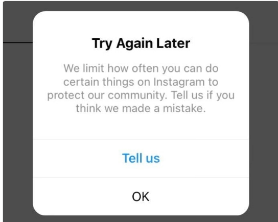 Fix We Limit How Often You Can Do Certain Things on Instagram