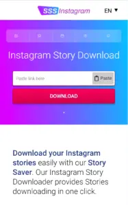 sssinstagram story download on iPhone or android