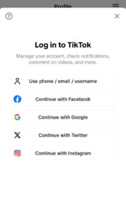 TikTok Login Interface on Mobile