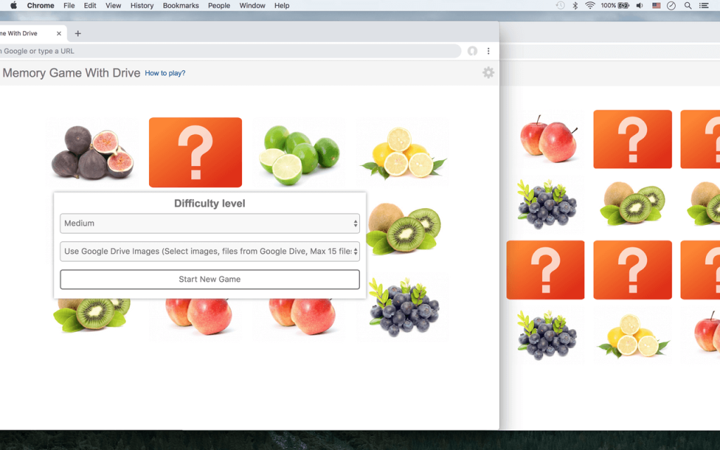 Google Memory Game with Drive Levels