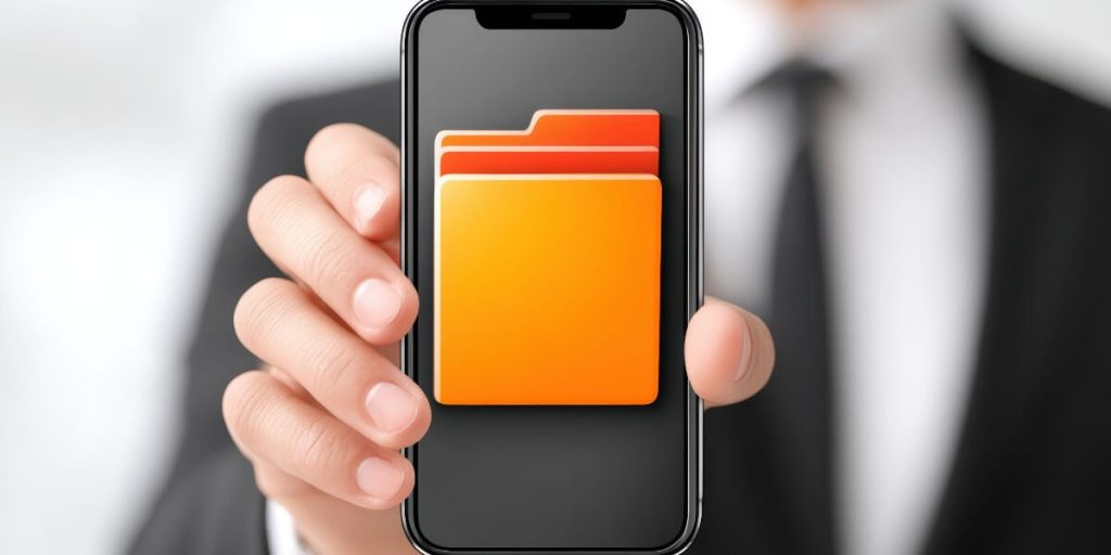A Man Showing Files in Mobile