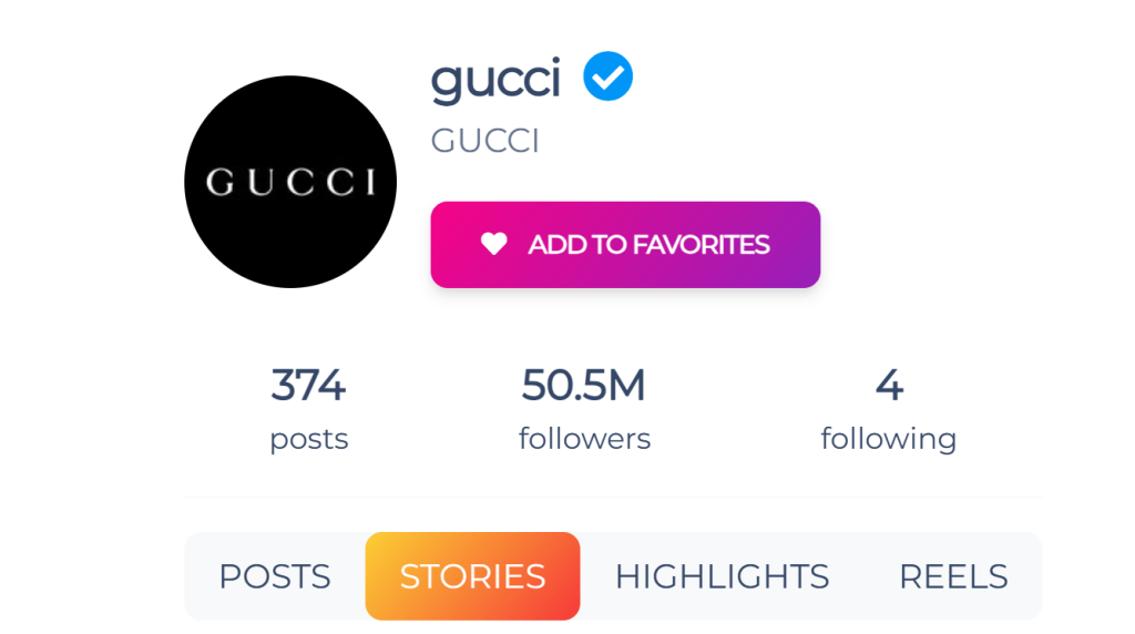 Gucci Profile Results on Mollygram