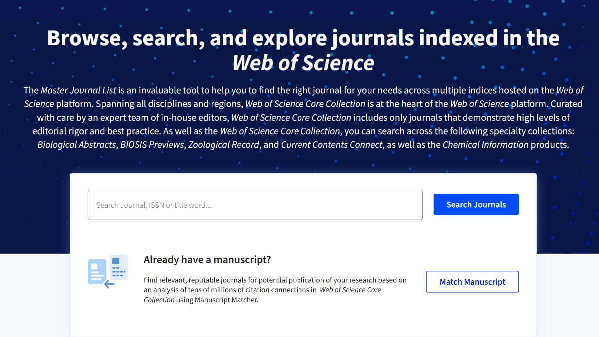 Web of Science Journal List
